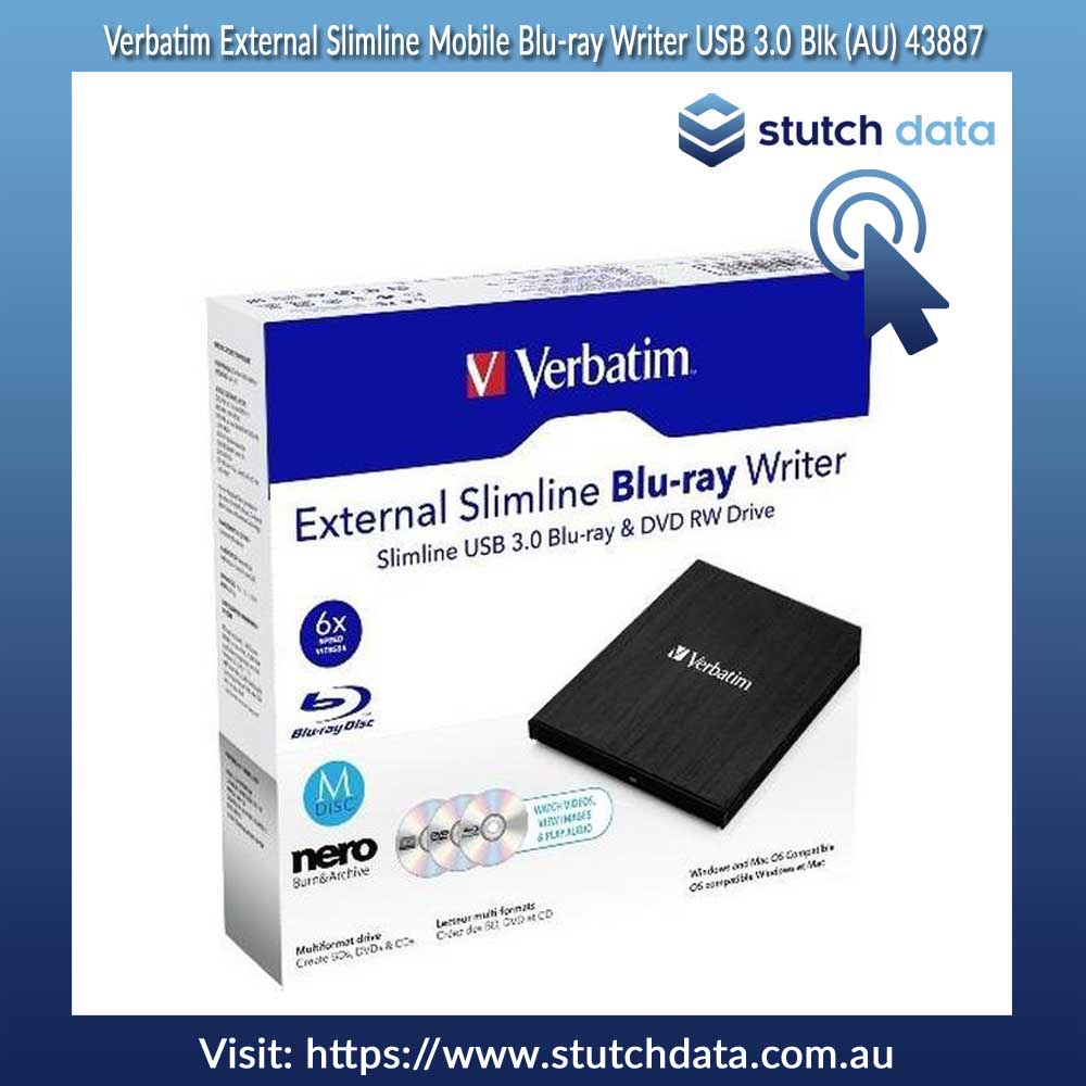 Image of Verbatim Blu-ray Black External Slimline Mobile Writer USB 3.0 43887