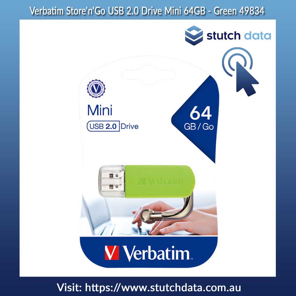 Image of Verbatim Store'n'Go USB 2.0 Drive Mini 64GB - Green 49834 in product case